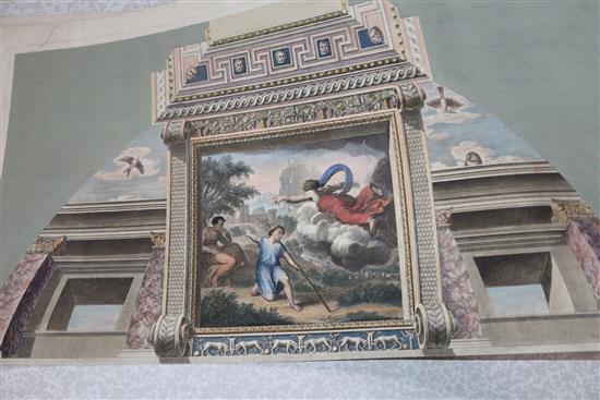 A group of assorted 18th century Italian coloured engravings of architectural studies 31 x 57cm